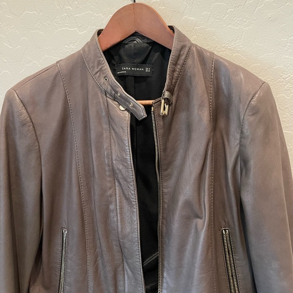 ZARA LEATHER JACKET - Picture 2 of 9